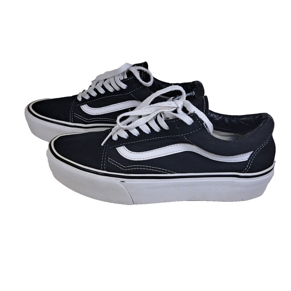Women's Vans Old Skool Size 8.5 Classic Black/White Lace Up Sneaker Low Top EUC - Picture 5 of 9